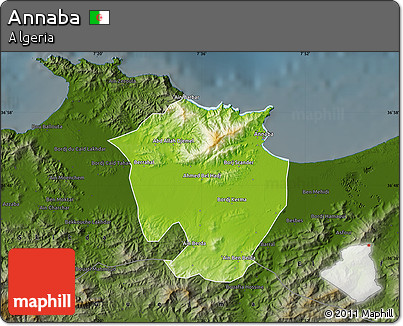 Physical Map of Annaba, darken