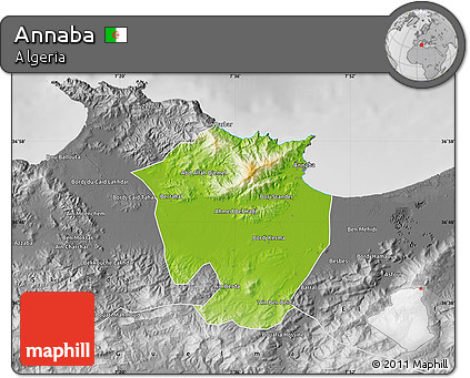 Physical Map of Annaba, desaturated