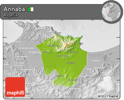 Physical Map of Annaba, lighten, desaturated