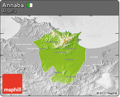 Physical Map of Annaba, lighten, desaturated