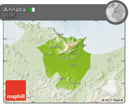 Physical Map of Annaba, lighten