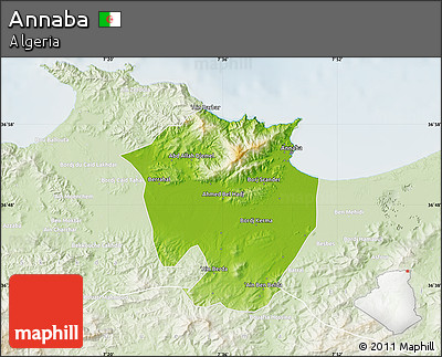 Physical Map of Annaba, lighten
