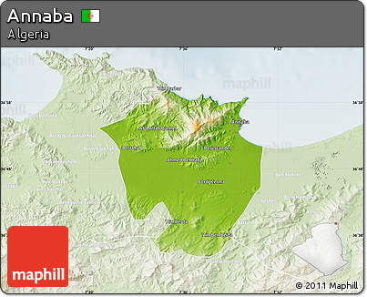 Physical Map of Annaba, lighten