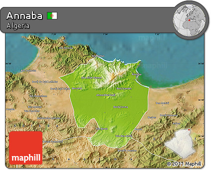 Physical Map of Annaba, satellite outside