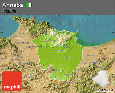 Physical Map of Annaba, satellite outside