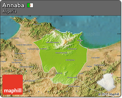 Physical Map of Annaba, satellite outside
