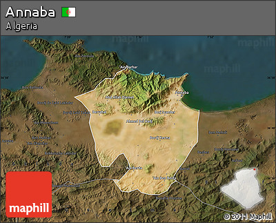 Satellite Map of Annaba, darken