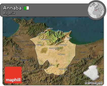 Satellite Map of Annaba, darken