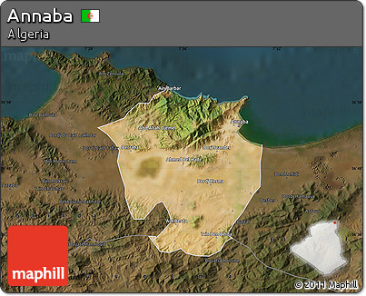 Satellite Map of Annaba, darken