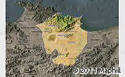 Satellite Map of Annaba, darken, semi-desaturated