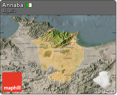 Satellite Map of Annaba, semi-desaturated