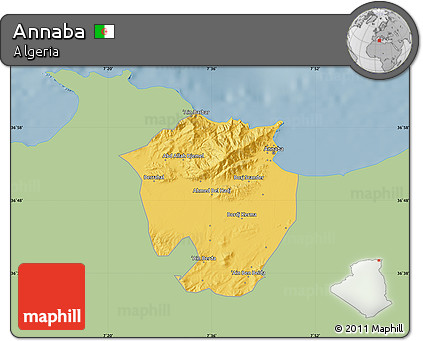 Savanna Style Map of Annaba, single color outside