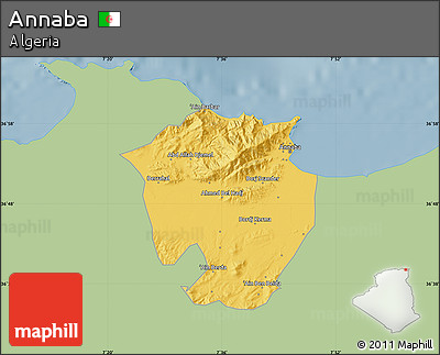 Savanna Style Map of Annaba, single color outside