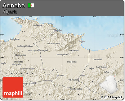 Shaded Relief Map of Annaba