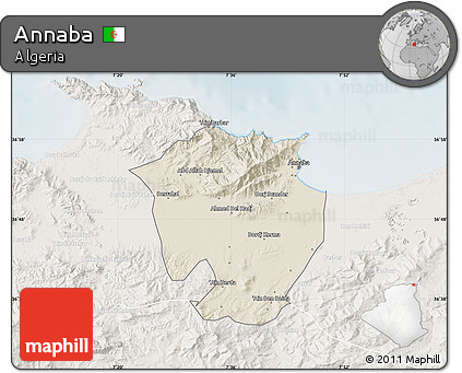 Shaded Relief Map of Annaba, lighten