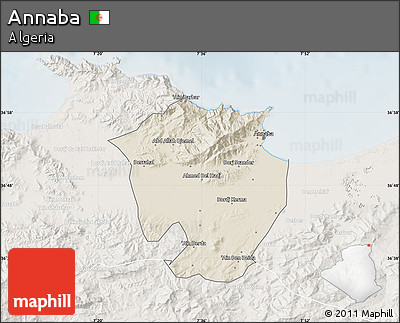 Shaded Relief Map of Annaba, lighten