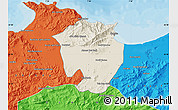 Shaded Relief Map of Annaba, political outside