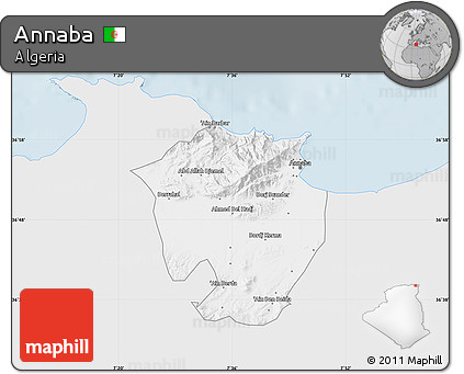 Silver Style Map of Annaba, single color outside