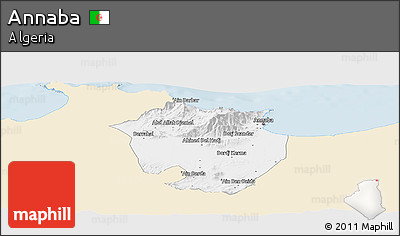 Classic Style Panoramic Map of Annaba, single color outside