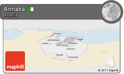 Classic Style Panoramic Map of Annaba, single color outside