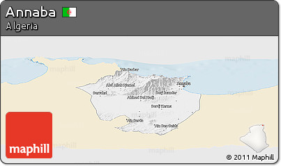 Classic Style Panoramic Map of Annaba, single color outside