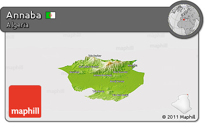 Physical Panoramic Map of Annaba, cropped outside