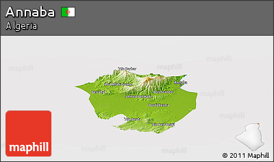 Physical Panoramic Map of Annaba, cropped outside