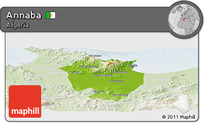 Physical Panoramic Map of Annaba, lighten