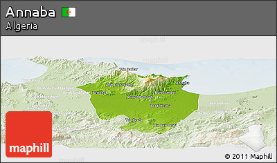 Physical Panoramic Map of Annaba, lighten
