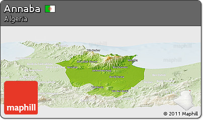 Physical Panoramic Map of Annaba, lighten