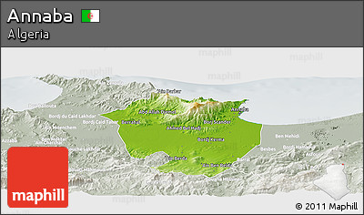 Physical Panoramic Map of Annaba, lighten, semi-desaturated