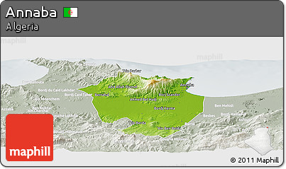 Physical Panoramic Map of Annaba, lighten, semi-desaturated