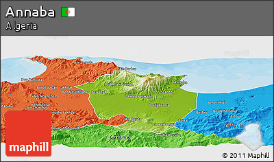 Physical Panoramic Map of Annaba, political outside