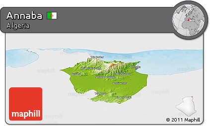 Physical Panoramic Map of Annaba, single color outside