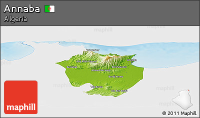 Physical Panoramic Map of Annaba, single color outside