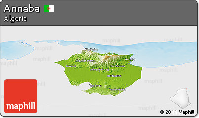 Physical Panoramic Map of Annaba, single color outside