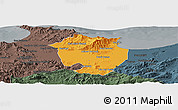 Political Panoramic Map of Annaba, darken, semi-desaturated