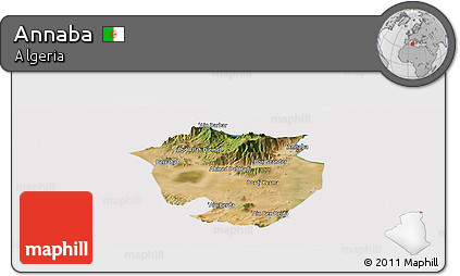 Satellite Panoramic Map of Annaba, cropped outside