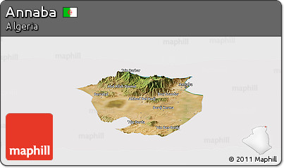 Satellite Panoramic Map of Annaba, cropped outside