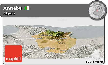 Satellite Panoramic Map of Annaba, lighten, semi-desaturated