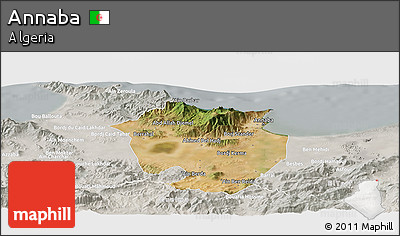 Satellite Panoramic Map of Annaba, lighten, semi-desaturated