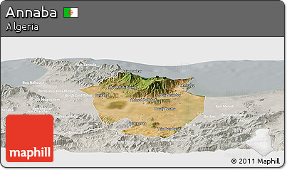 Satellite Panoramic Map of Annaba, lighten, semi-desaturated