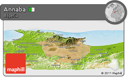 Satellite Panoramic Map of Annaba, physical outside