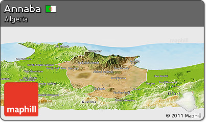 Satellite Panoramic Map of Annaba, physical outside