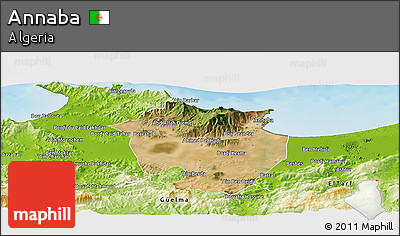Satellite Panoramic Map of Annaba, physical outside