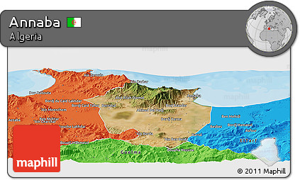 Satellite Panoramic Map of Annaba, political outside