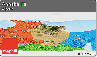 Satellite Panoramic Map of Annaba, political outside