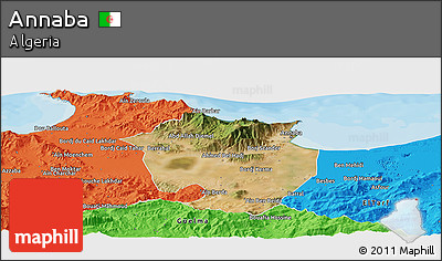 Satellite Panoramic Map of Annaba, political outside