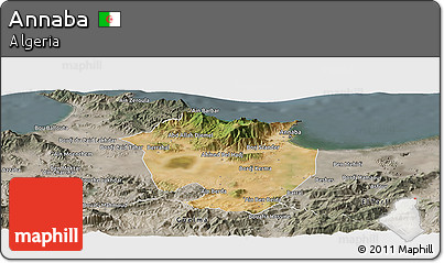 Satellite Panoramic Map of Annaba, semi-desaturated
