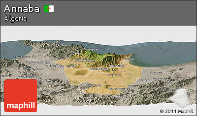 Satellite Panoramic Map of Annaba, semi-desaturated